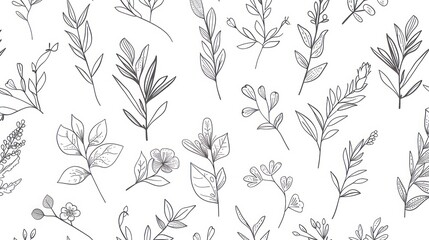 Wall Mural - Botanical Illustration Pattern