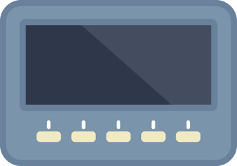 Poster - vintage digital device showing blank screen with buttons, isolated over white background