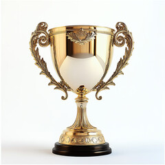 A gold trophy with a black base and a solid color background