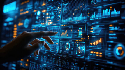 Finger touch screen, human-computer interaction concept