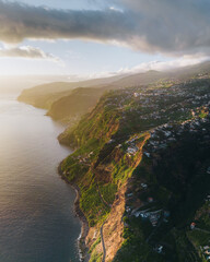 beautiful landscape from drone in Madeira  