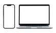 © banphote - Laptop computer and mobile smartphone with blank screen isolated on transparent background, PNG File