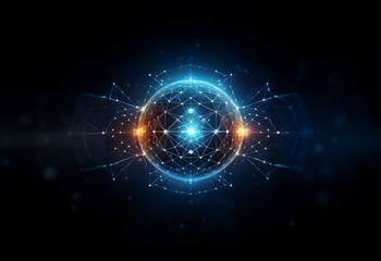 Aufkleber - A glowing blue sphere creates a web of interconnected points of light.