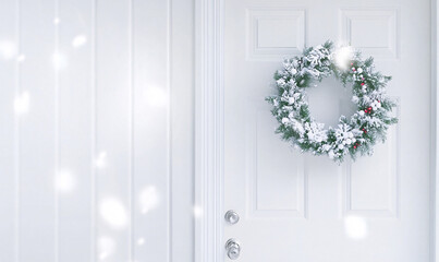 Wall Mural - christmas decoration on the door-generative ai