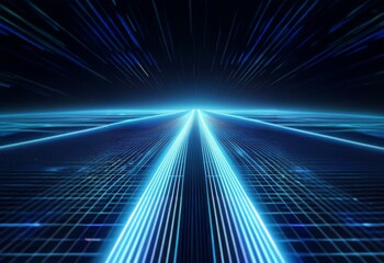 Aufkleber - A blue and black abstract background with bright lines radiating outward from a central point, creating a sense of speed and movement.