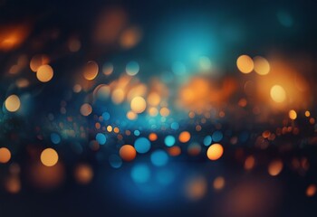 Poster - Blurred background of round, out-of-focus lights in blue and orange hues.