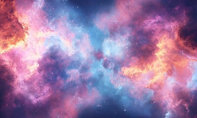 Wall Mural - A vibrant cosmic nebula filled with swirling colors and stars, evoking the beauty of space.