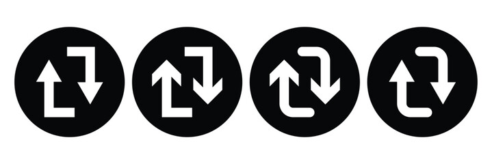 Way direction arrow. Loop arrow. Dual arrow. Repeat arrow icon. Vector illustration. 