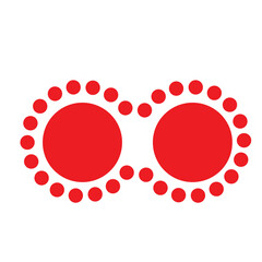 An eye-catching abstract design featuring two bold red circles connected and surrounded by a dotted circular pattern. The minimalist geometric layout.