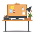 © HiSea - Desk with Computer  Corkboard  Lamp  and Plant