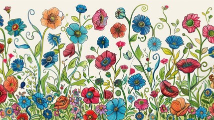 Wall Mural - Vibrant Watercolor Floral Design