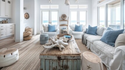 Sticker - Coastal Living Room with Ocean View