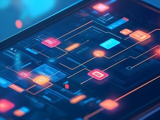 Poster - Digital Interface Design with Abstract Shapes and Lines