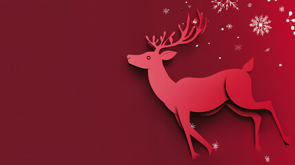 Christmas deer 3d vector papercut