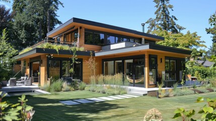 Poster - Modern Home with a Green Roof