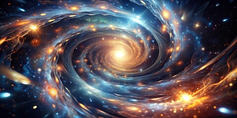 Wall Mural - Cosmic Dance of Light and Matter, A Symphony of Stars and Nebulae, A Swirling Vortex of Celestial Beauty