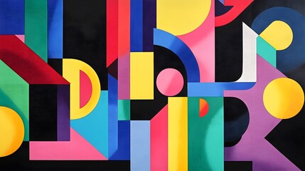 Poster - Abstract Geometric Shapes Colorful Pattern Design Background