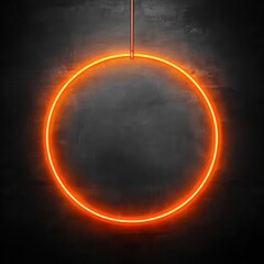 Canvas Print - Orange Neon Circle on Dark Background.