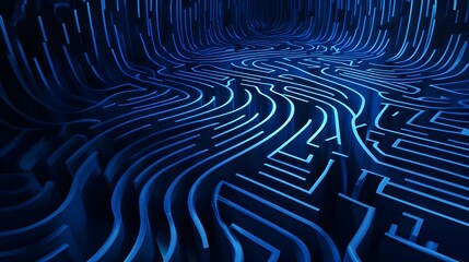 Poster - Abstract Blue 3D Maze Background