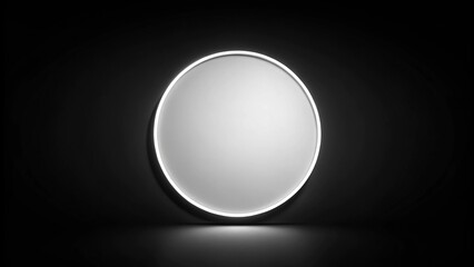 Wall Mural - abstract white displaced circle silhouette on black background