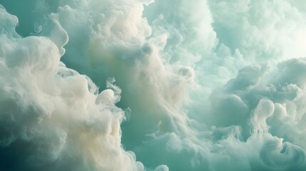 Poster - Abstract Green and White Smoke Swirls Background