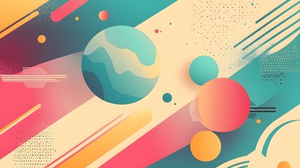 Poster - Abstract Geometric Background with Circles and Stripes