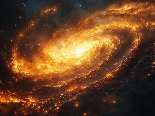 Wall Mural - cosmic abstract space background featuring a mesmerizing golden spiral, blending elements of astrolo