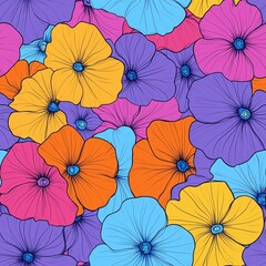  Playful Bright Petunia Flower Pattern Design
