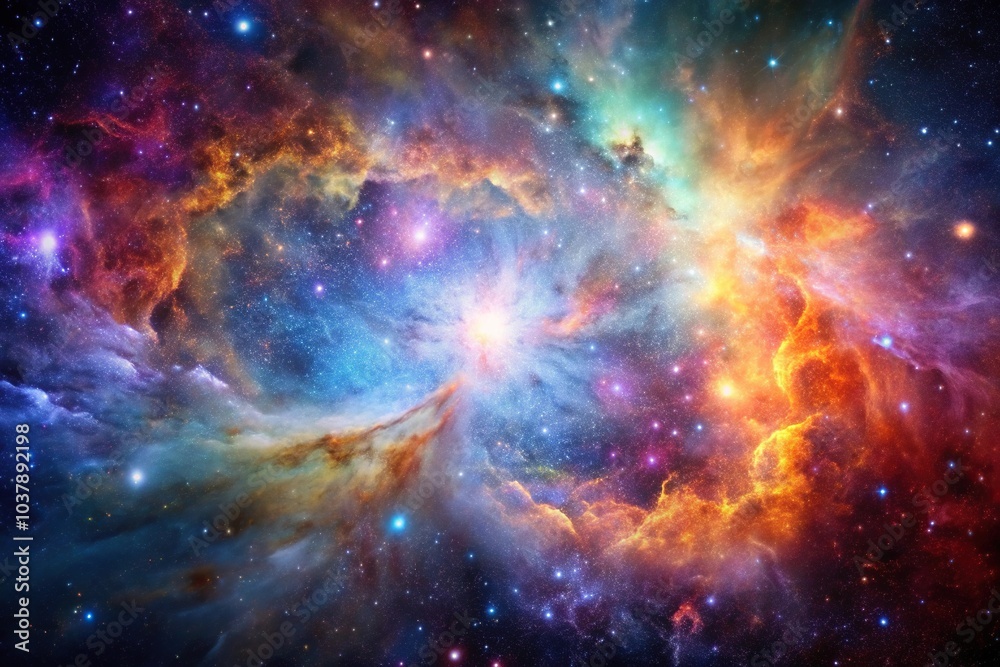 Extreme close-up view of a colorful cosmic nebula in space Stock ...