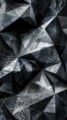 Poster - Intricate monochrome geometric wallpaper showcasing a variety of patterns and textures in a striking design