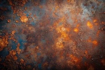 High angle view of rusty metal texture with rust and oil on dark background