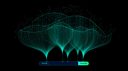 Fototapete - Illustration of abstract stream. Artificial intelligence. Big data, technology, AI, data transfer, data flow, large language model, generative AI