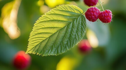 Poster - A leaf with a red berry on it