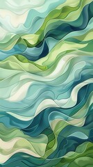 Aufkleber - Abstract waves wallpaper featuring soft blues and greens flowing seamlessly across the surface for a calming visual experience