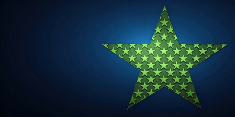 Medium shot pattern with green star motif on deep blue background