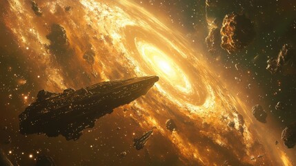 Poster - A spaceship explores the edge of the known universe, discovering a fascinating new galaxy cluster filled with cosmic wonders