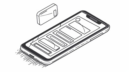 Aufkleber - Secure payment app line art design featuring a smartphone with a minimalist interface and clean lines for safe transactions