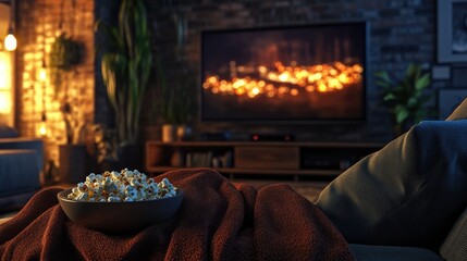 Poster - A cozy living room with a television on a wall