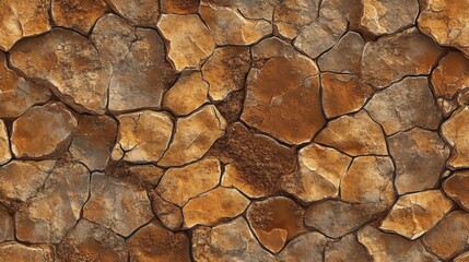Poster - A close up of a rock wall with a lot of cracks and holes. The wall is brown and gray, and the cracks are deep and wide. Scene is one of decay and erosion