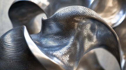 Poster - A silver sculpture with a lot of holes and a spiral shape