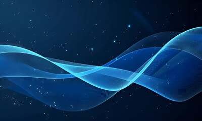 Poster - abstract blue wave background with dots and lines, high-tech concept. abstract digital design for a 