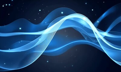 Poster - abstract blue wave background with dots and lines, high-tech concept. abstract digital design for a 