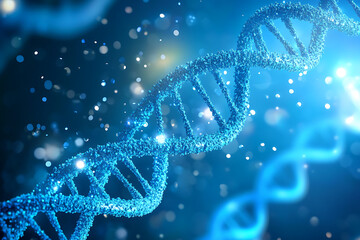 Poster - A digital representation of a DNA double helix with a glowing, vibrant background.
