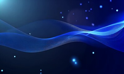 Poster - abstract blue wave background with dots and lines for digital technology, science, or artificial int