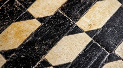 Leinwandbilder - Close-up of a chessboard pattern utilizing divine proportion for piece arrangement, highlighting geometric alignment and monochromatic colors