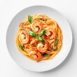 © Klnpherch - Spaghetti with shrimps in tomato sauce on white plate