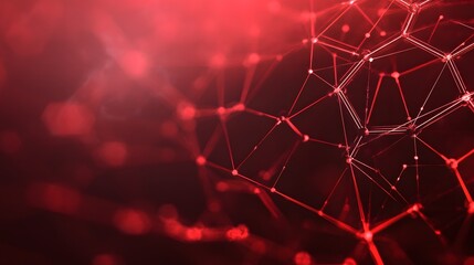 Poster - Wireless network connection technology background concept. Hexagon shapes pattern and connection lines on red background. 