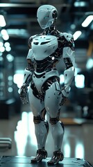 Poster - Sleek Metallic Robot Design in 3D