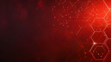 Poster - Wireless network connection technology background concept. Hexagon shapes pattern and connection lines on red background. 