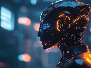 Poster - Futuristic 3D AI Assistant with Glowing Features